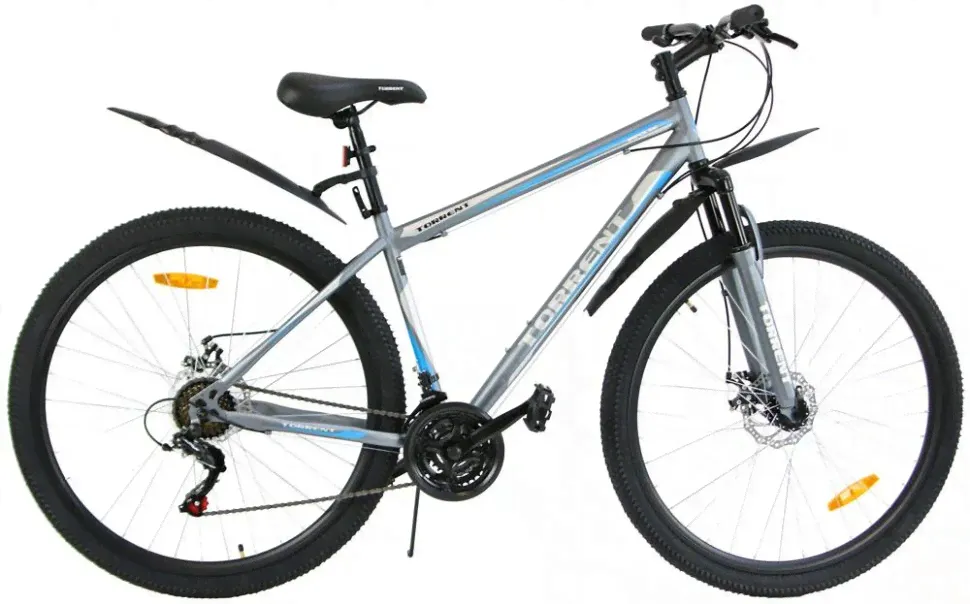Велосипед TORRENT Impulse (рама СТАЛЬ 18", внедорожный, 21 скорость, SHIMANO, колеса 29д) 4000118 Серо-голубой